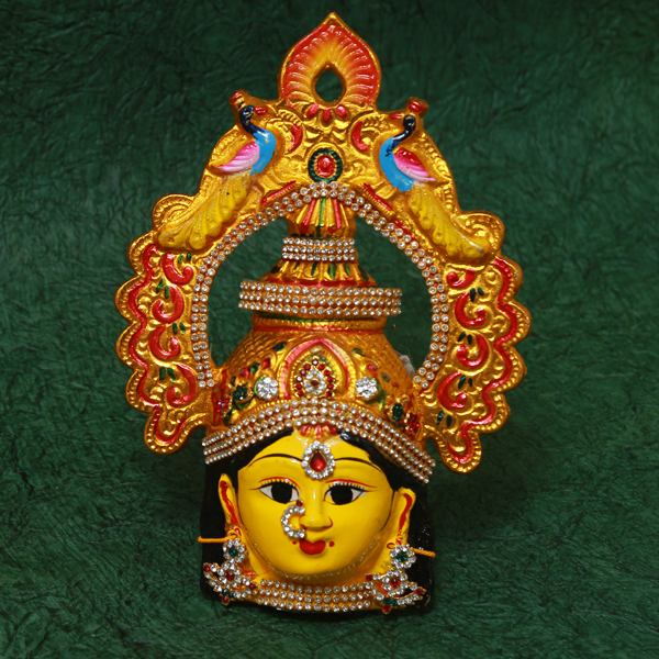 Lakshmi Face with Stone for Pooja Decoration Face / Plain with Mor Mukut