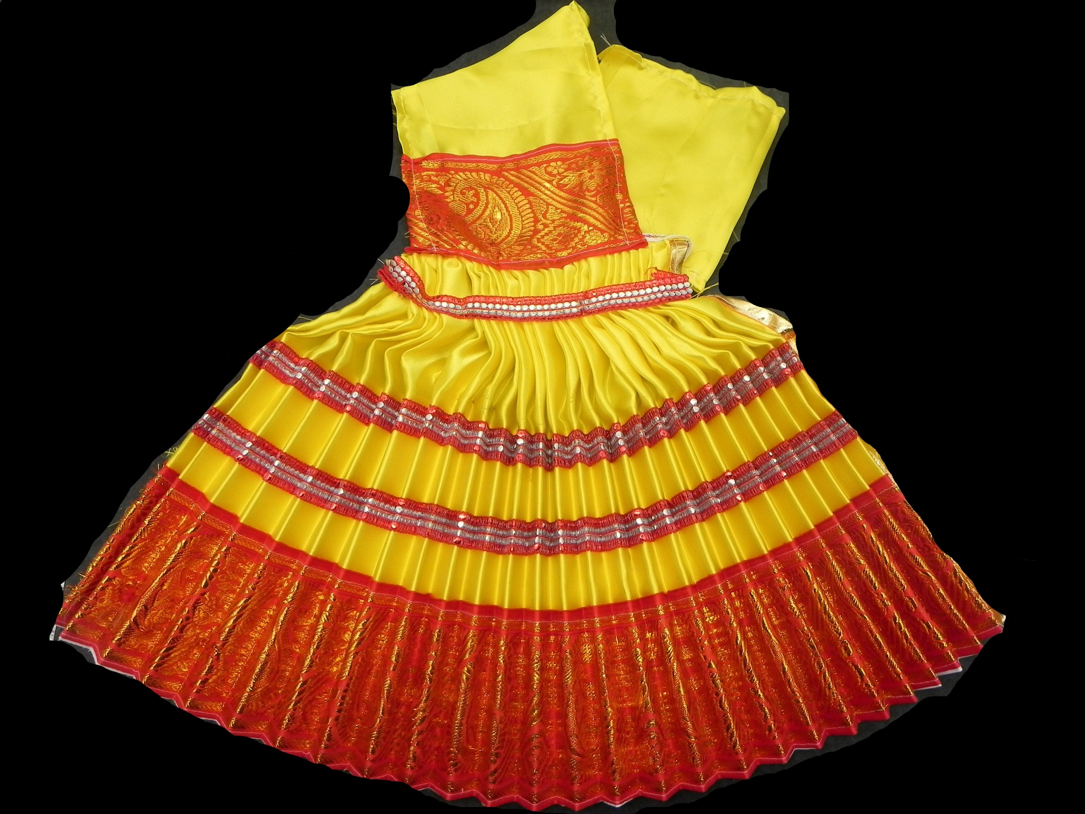 Pure Silk Lehenga Saree for Goddess - 13.5 Inches