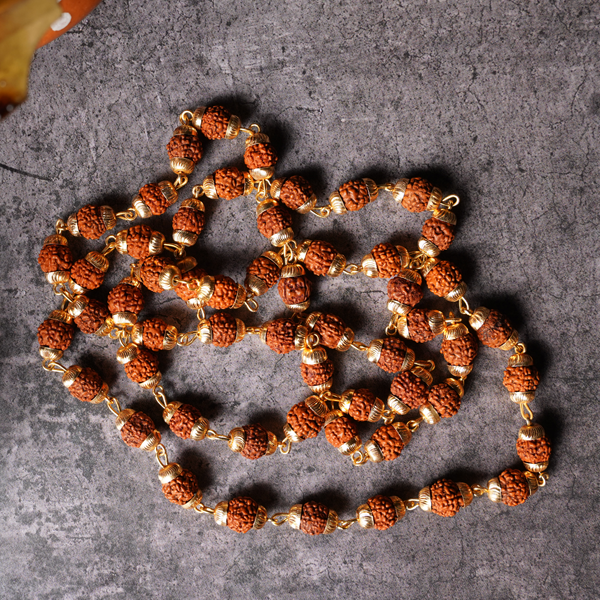 Rudraksh Mala 7MM With Gold Plated Cap – Svasti Store