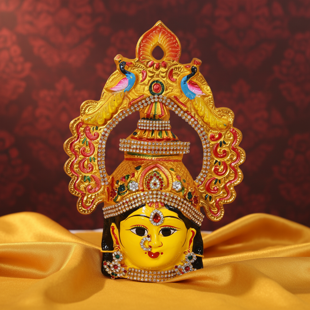 Lakshmi Face with Stone for Pooja Decoration Face / Plain with Mor Mukut