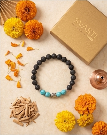 Svasti Sacred Lava & Turquoise Buddha Bracelet