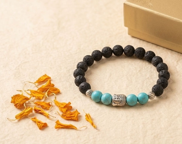 Svasti Sacred Lava & Turquoise Buddha Bracelet