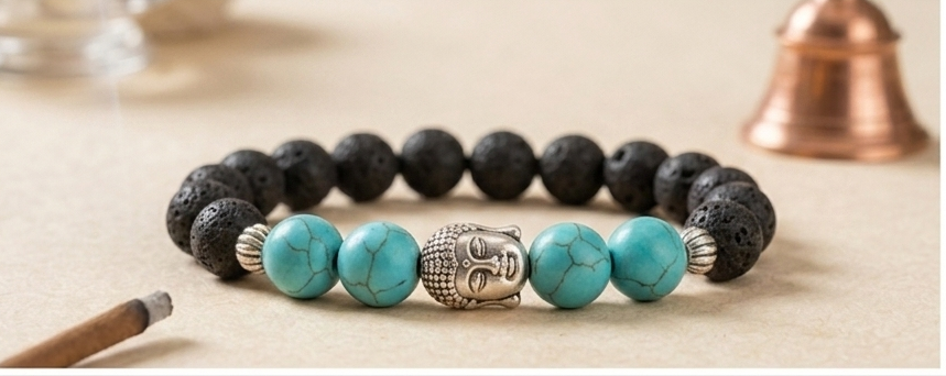 Svasti Sacred Lava & Turquoise Buddha Bracelet