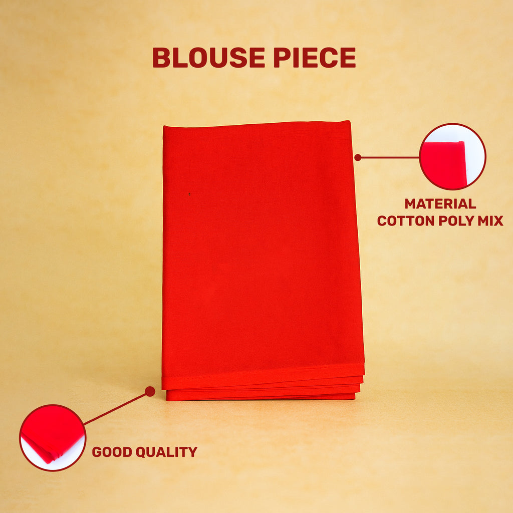 Red Cotton Blouse Piece for Pooja