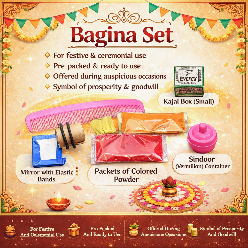 Mauli sacred thread and foldable mirror case from Bagina pooja gift set