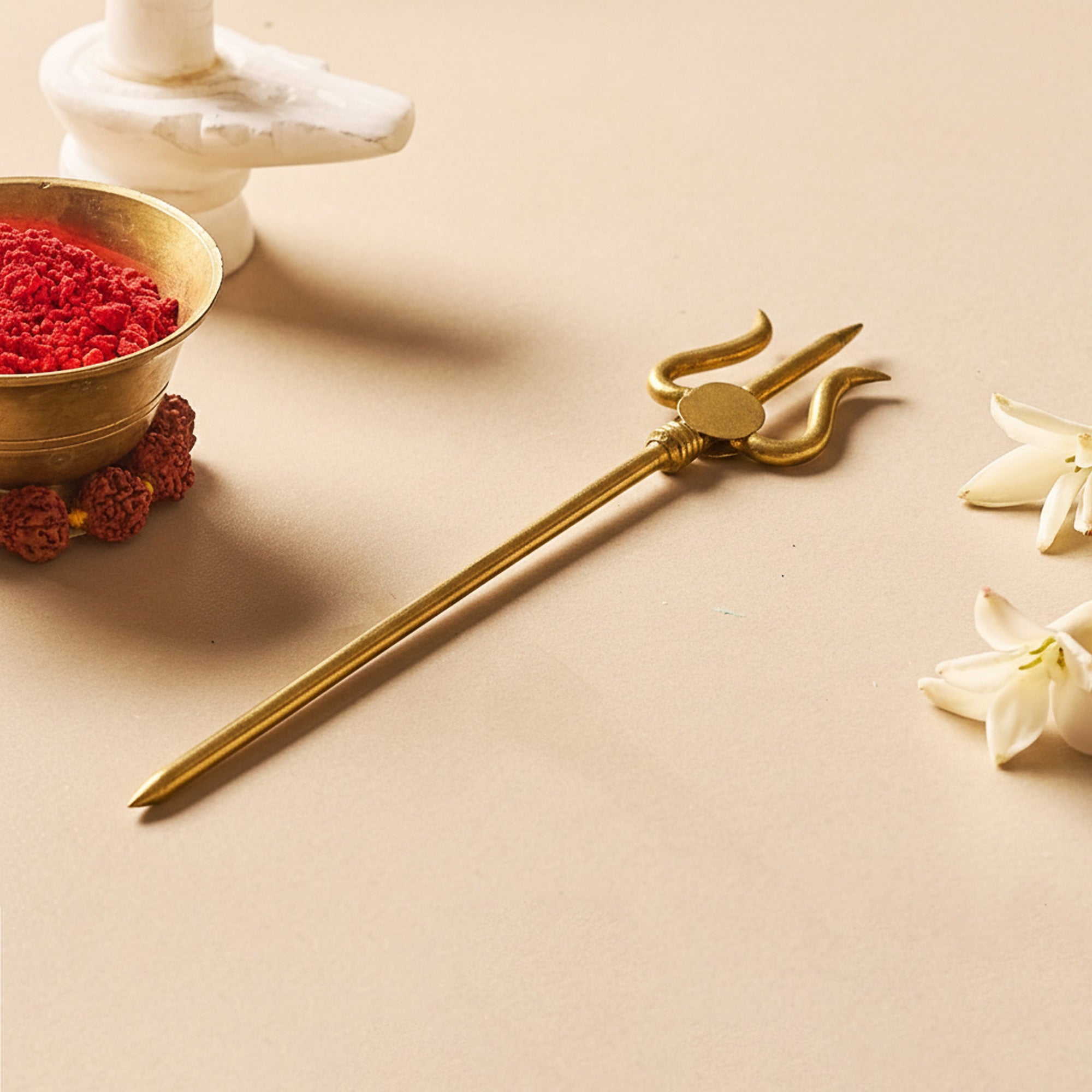 Premium Gold-Plated Trishul for Pooja