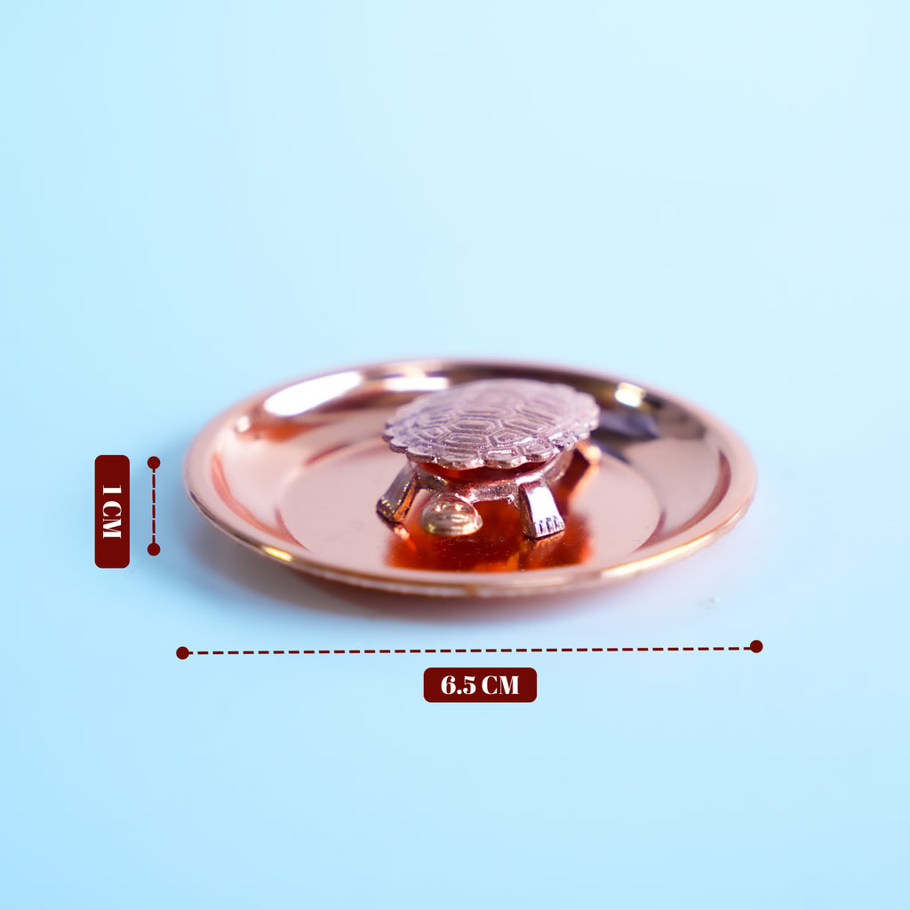 Copper Tortoise with  Offering Plate for Vastu