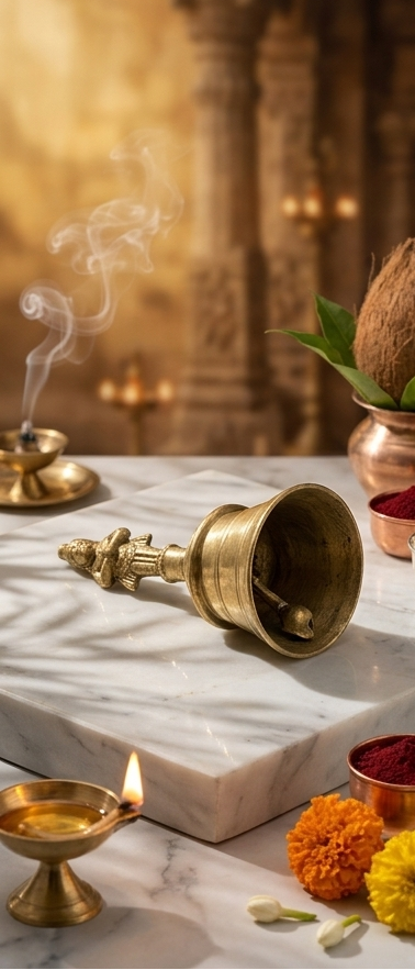 Brass Pooja Bell with Hanuman