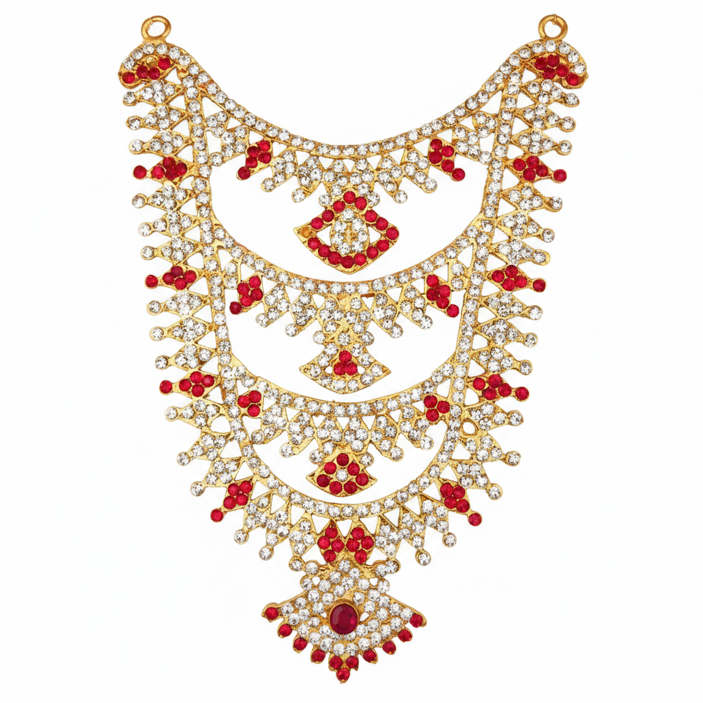 Multi-Layered Stone Necklace for Deity Idols - 6.5 Inch