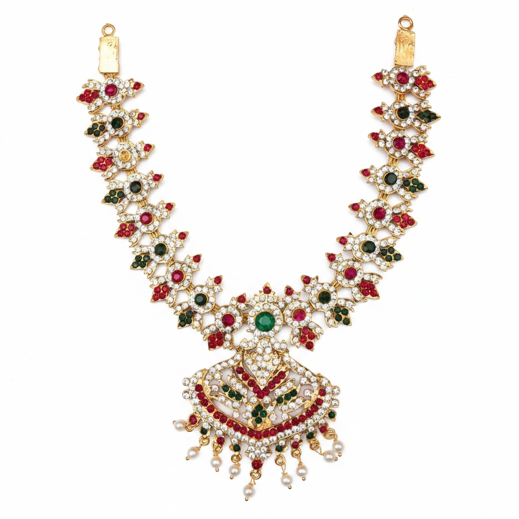 Traditional Stone Necklace for Deity Idols - 7 Inch
