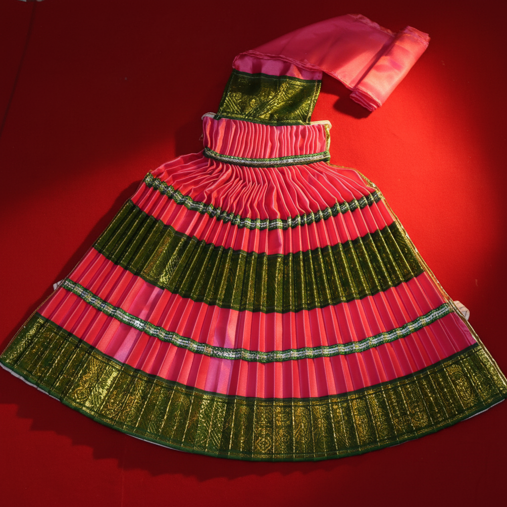 Silk Lehanga Saree for Goddess Deity Idol - 24 x 10 Inches