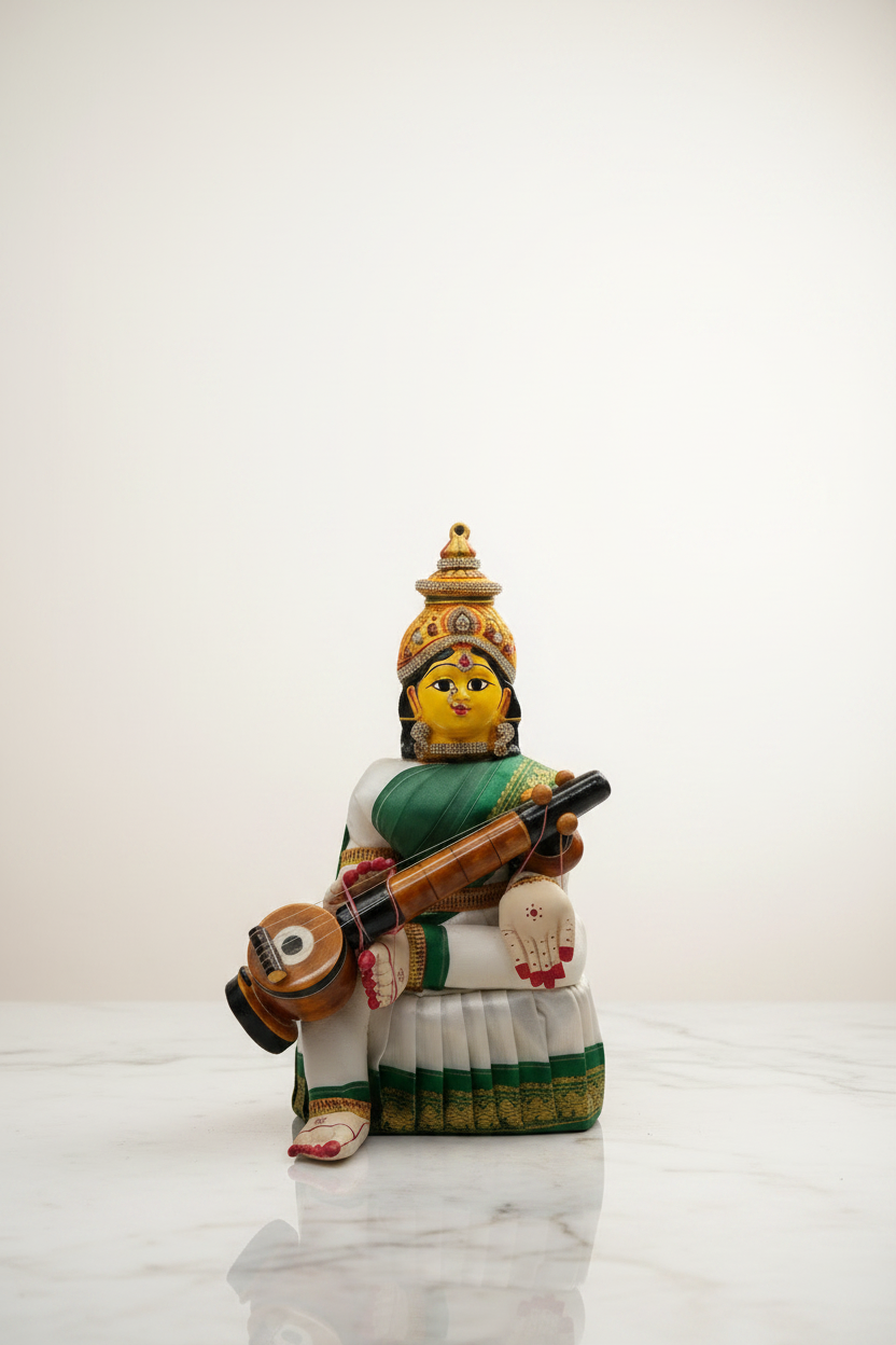 Decorated Saraswati Devi Idol with Veena [ Height-19 inches ]