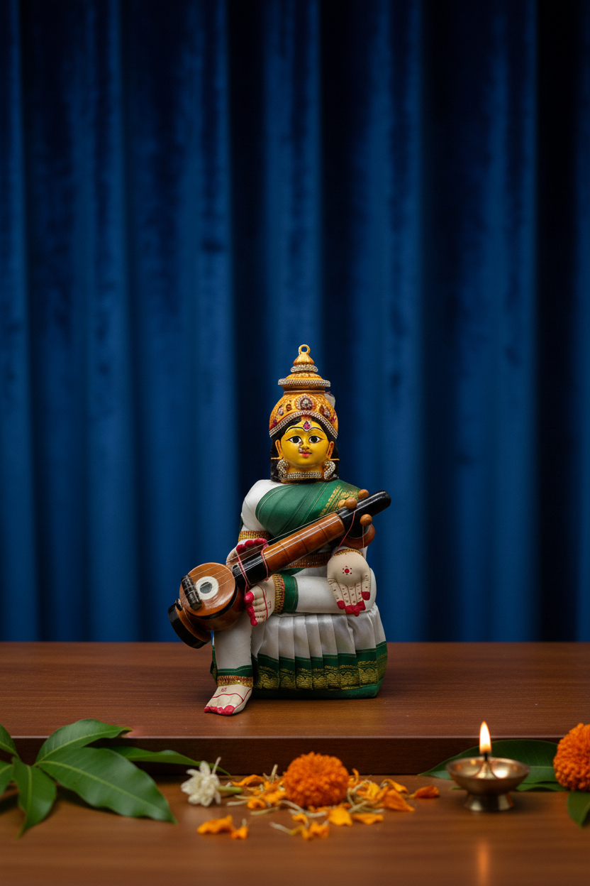 Decorated Saraswati Devi Idol with Veena [ Height-19 inches ]