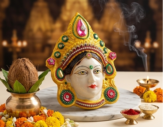 Fiber Durga Mata Face for Kalash Decoration