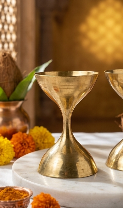 Brass Diya/Deepam Set for Sacred Pooja Rituals