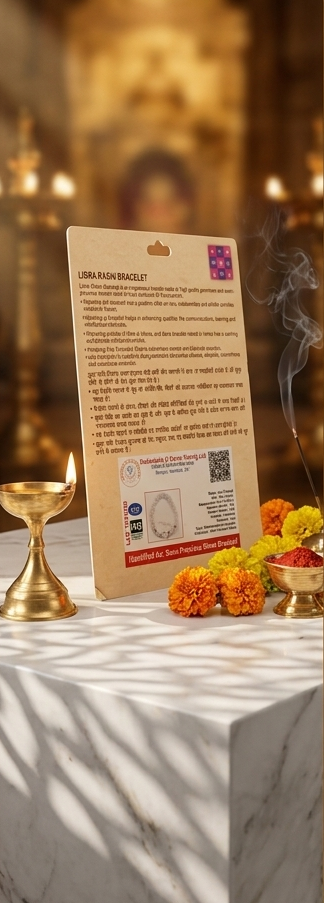 Three panels showing a product label on a marble surface with decorative items.