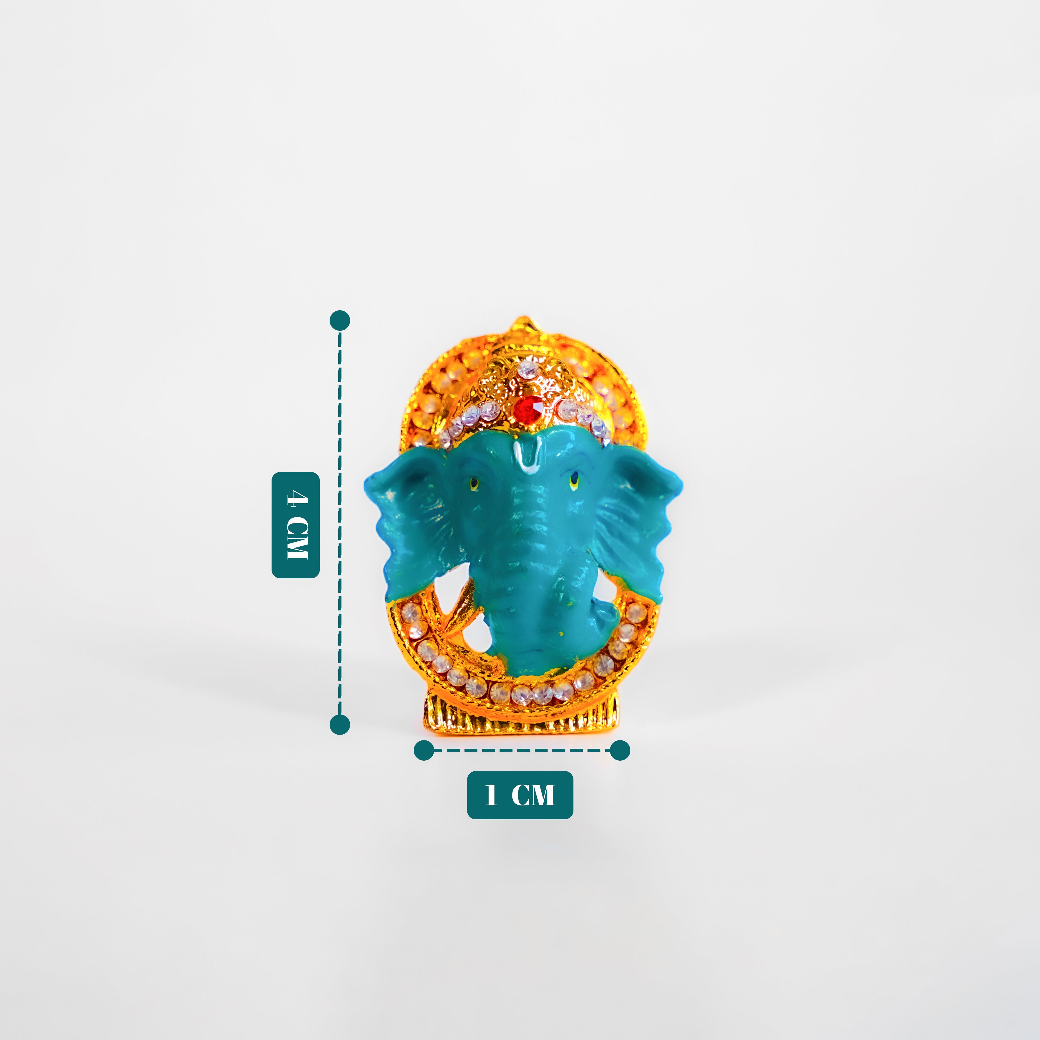 Teal Enamel Ganesha for Car Dashboard