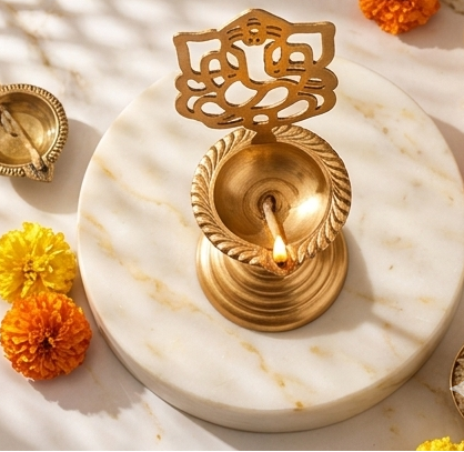 Ganesh Brass Diya – Traditional Spiritual Oil Lamp