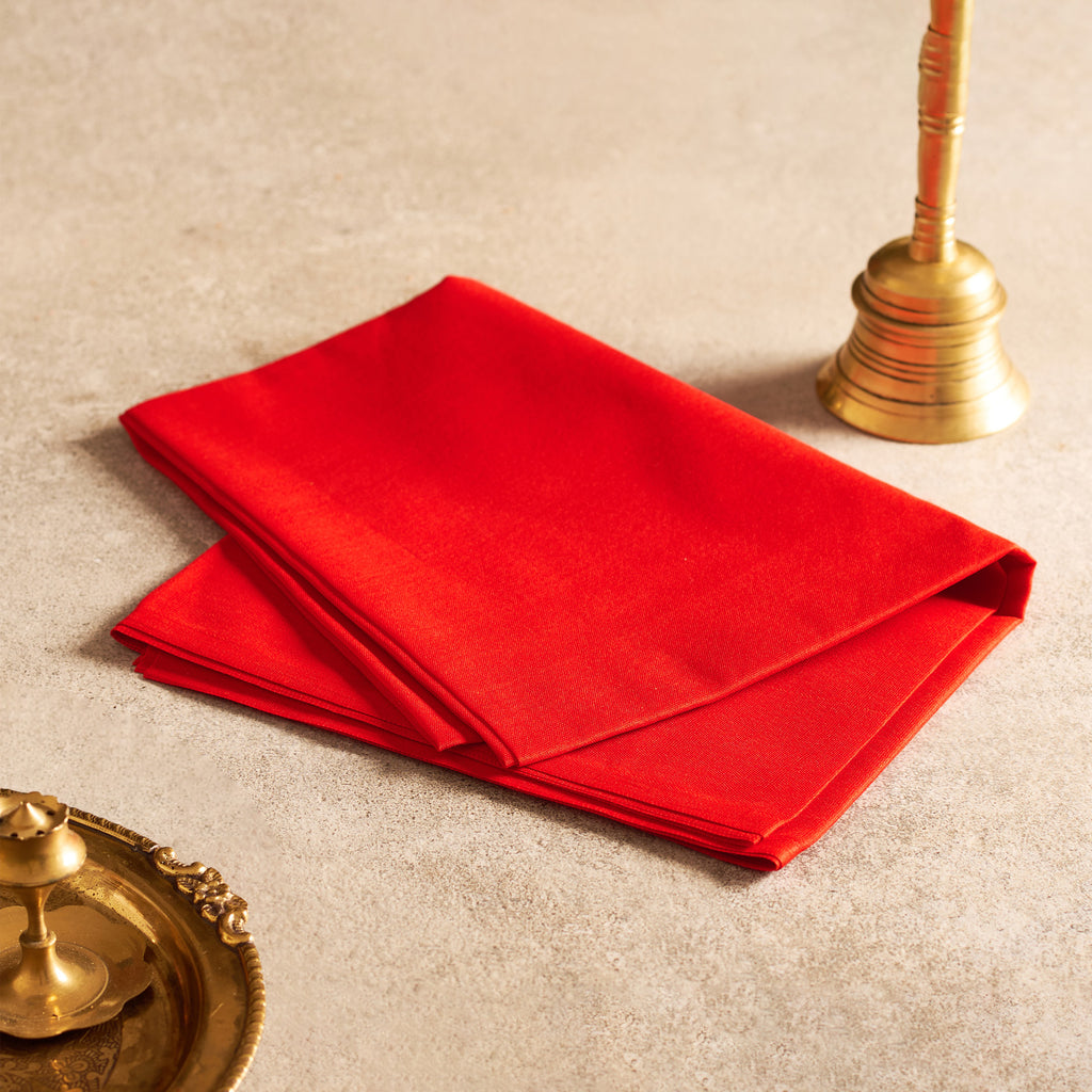 Red Cotton Blouse Piece for Pooja