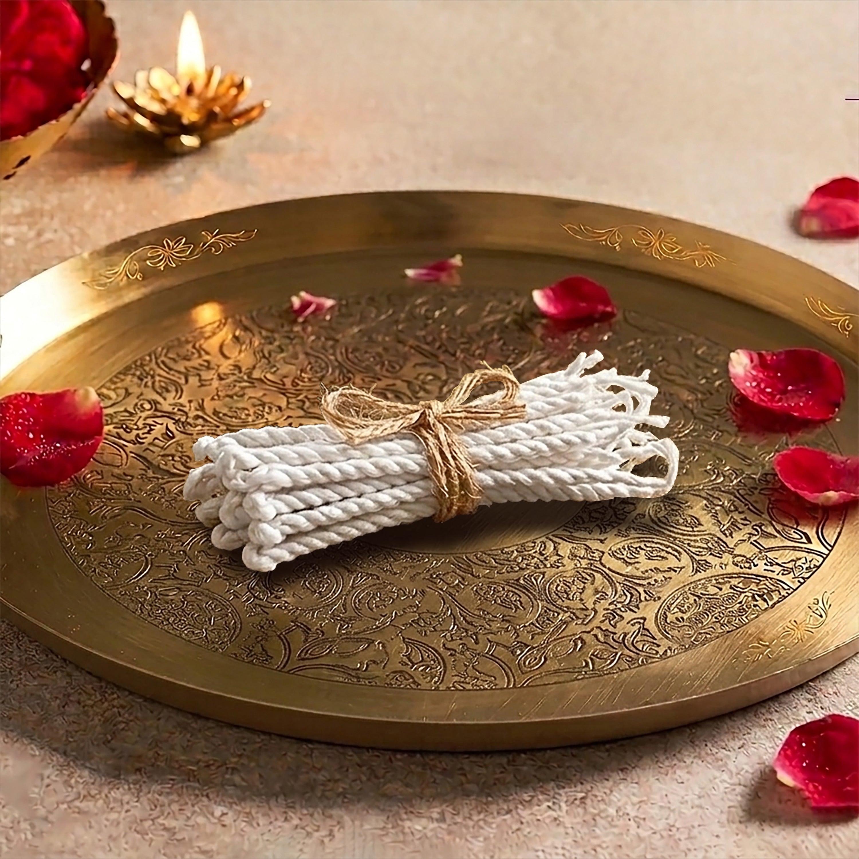 Long Twisted Akhand Jyoth Batti - White (1 Pcs).