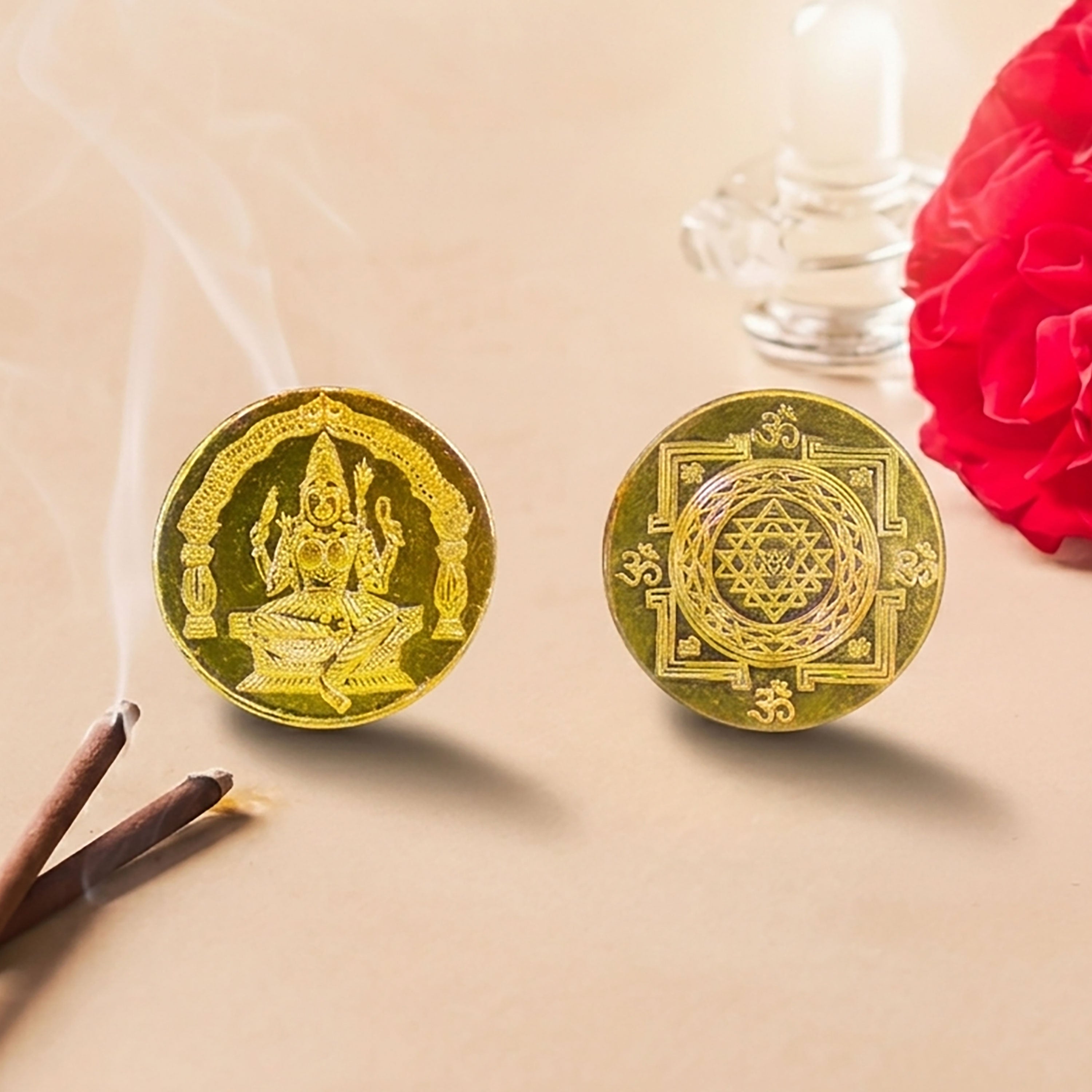 Sacred Pooja Coir Yantra Coins – Set of 10 (2.5 cm)