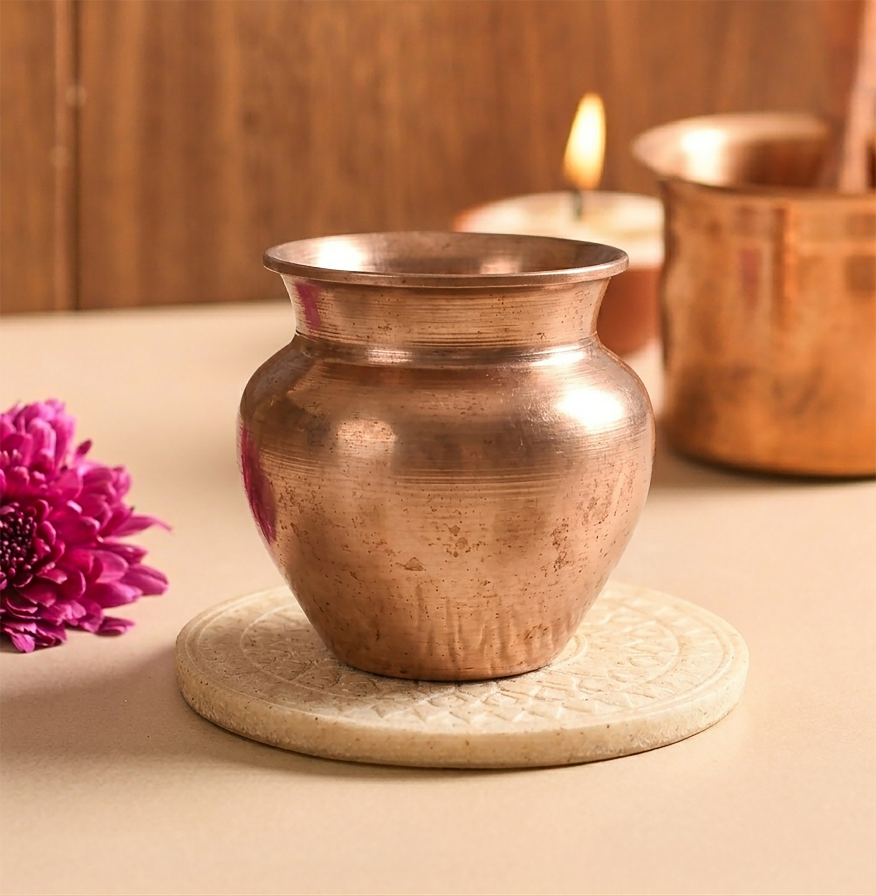 Copper Pooja Kalash (Gangajal Chombu)