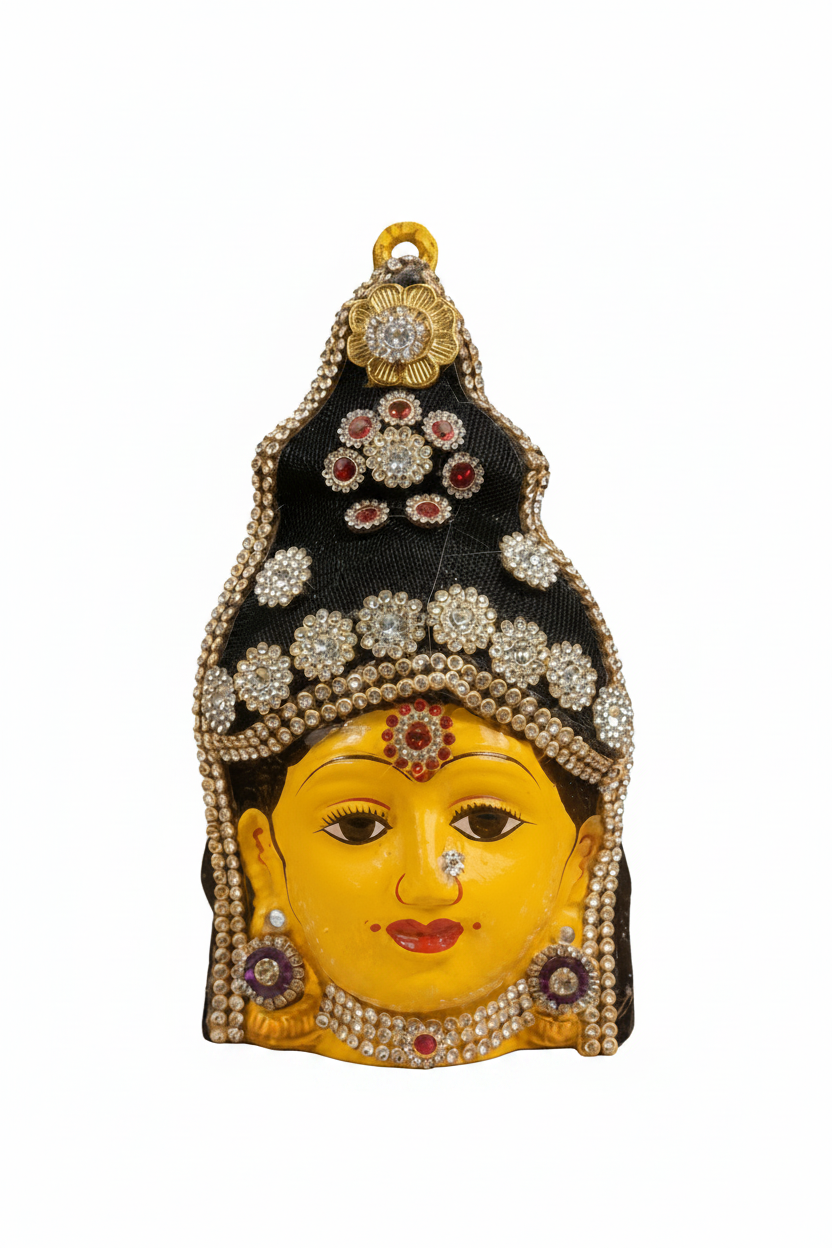 Conical Black and Gold Varalakshmi  with Stone Studded Crown.