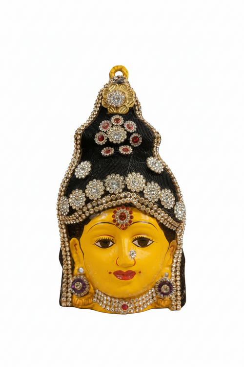 Conical Black and Gold Varalakshmi  with Stone Studded Crown.