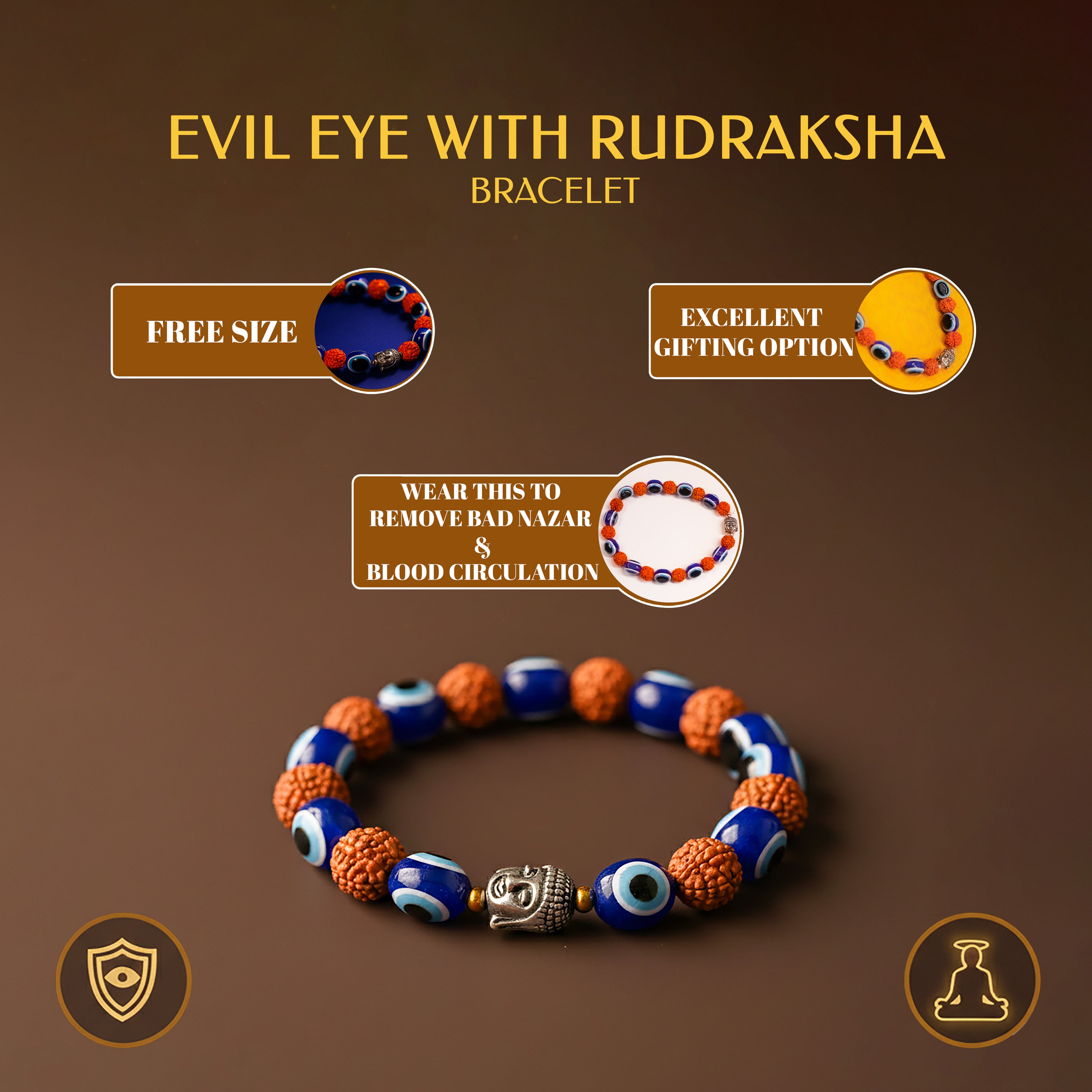 Rudraksha and Evil Eye Bracelet
