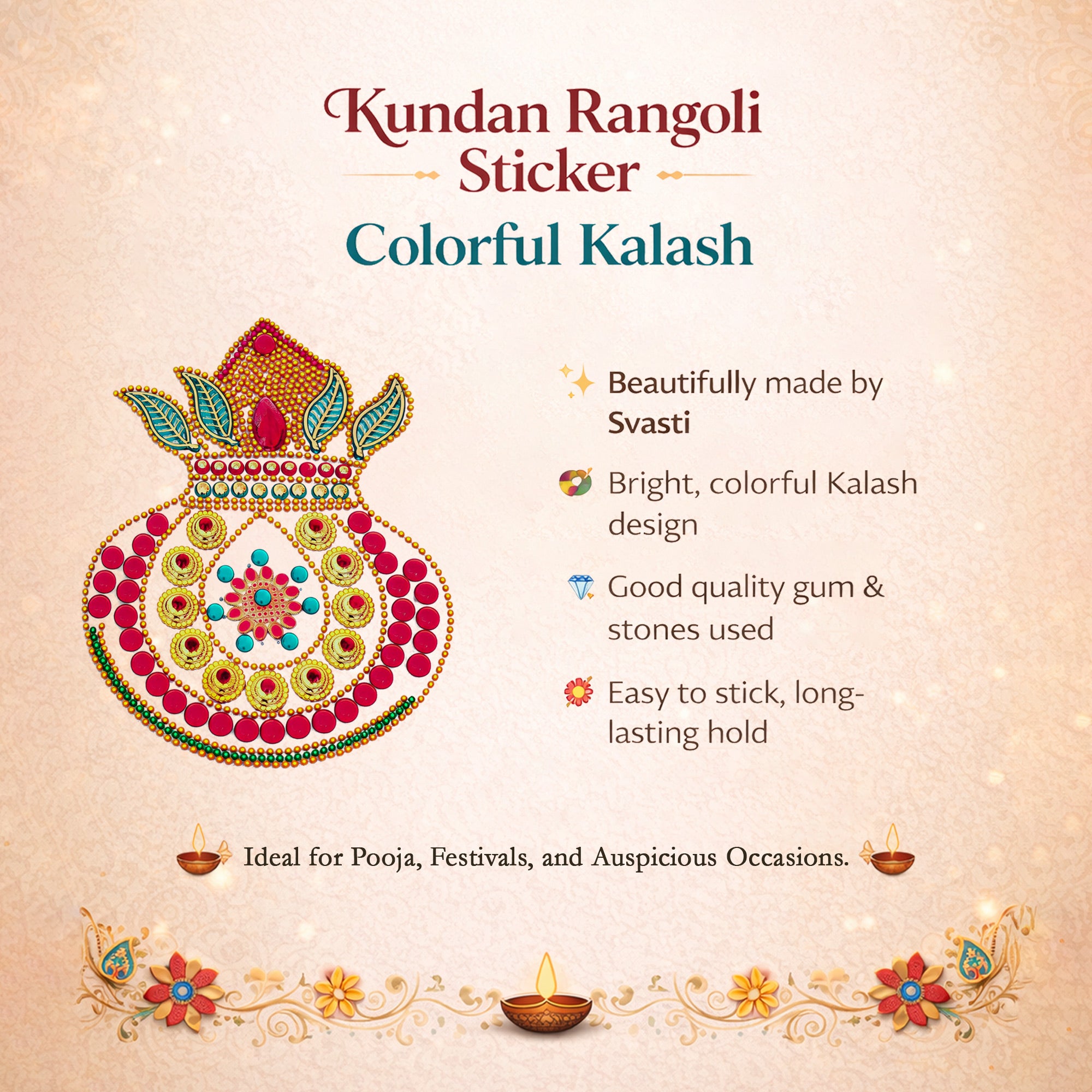 Handcrafted Kalash Rangoli Sticker