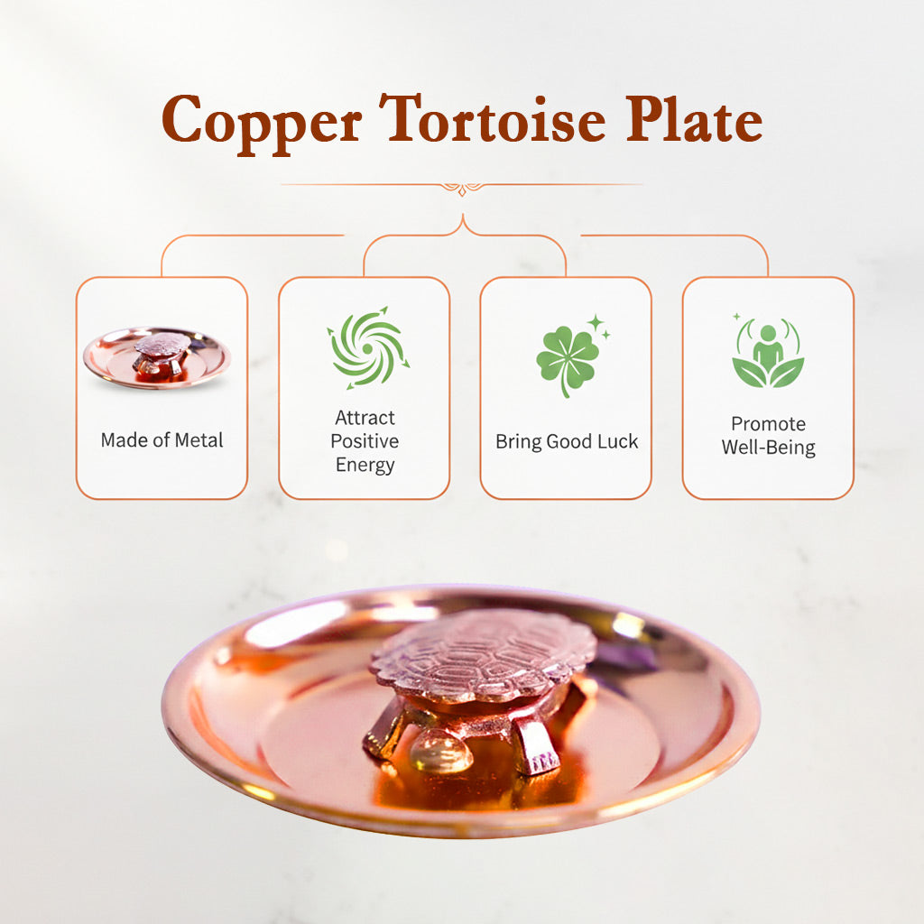 Copper Tortoise with  Offering Plate for Vastu