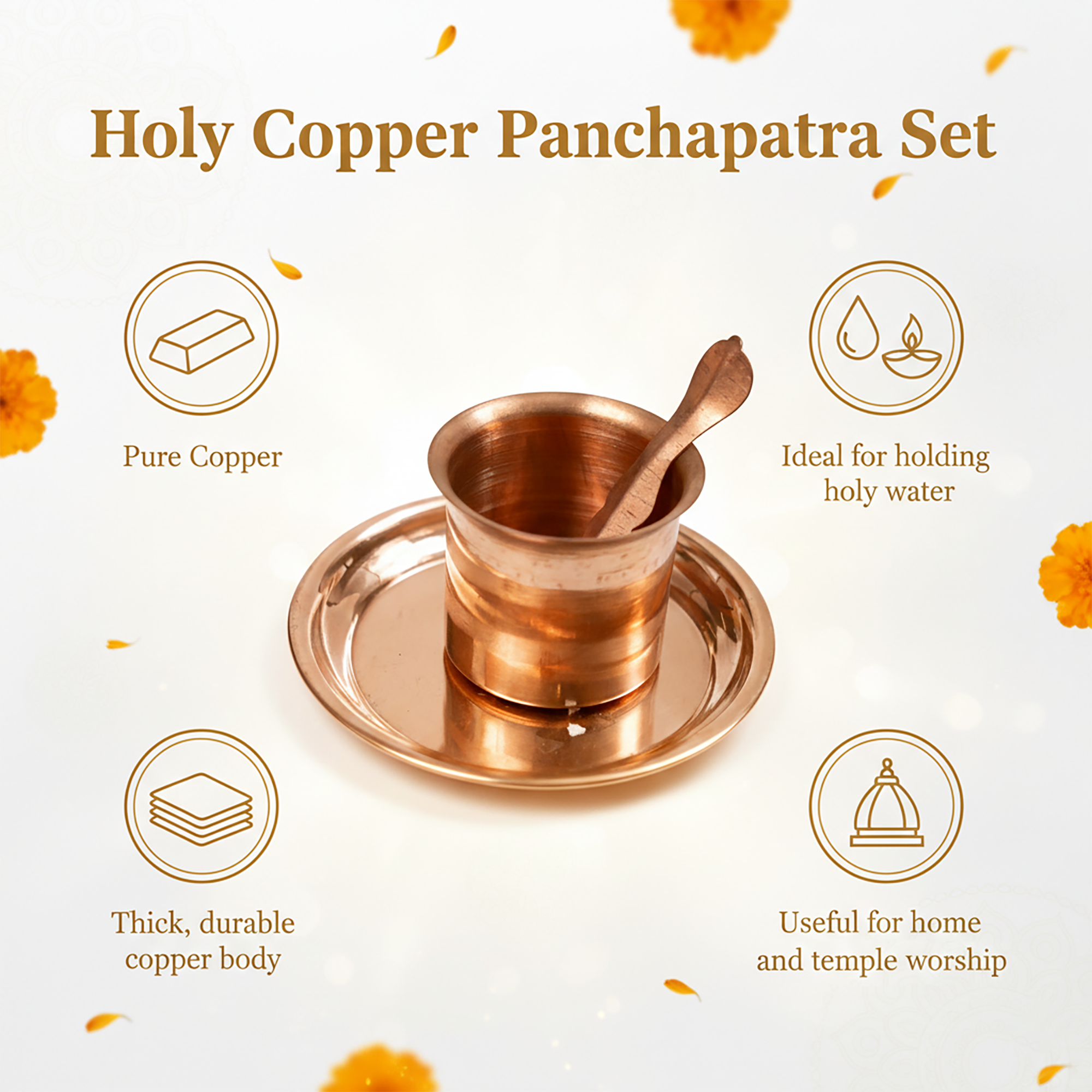 Holy Copper Panchapatra Set