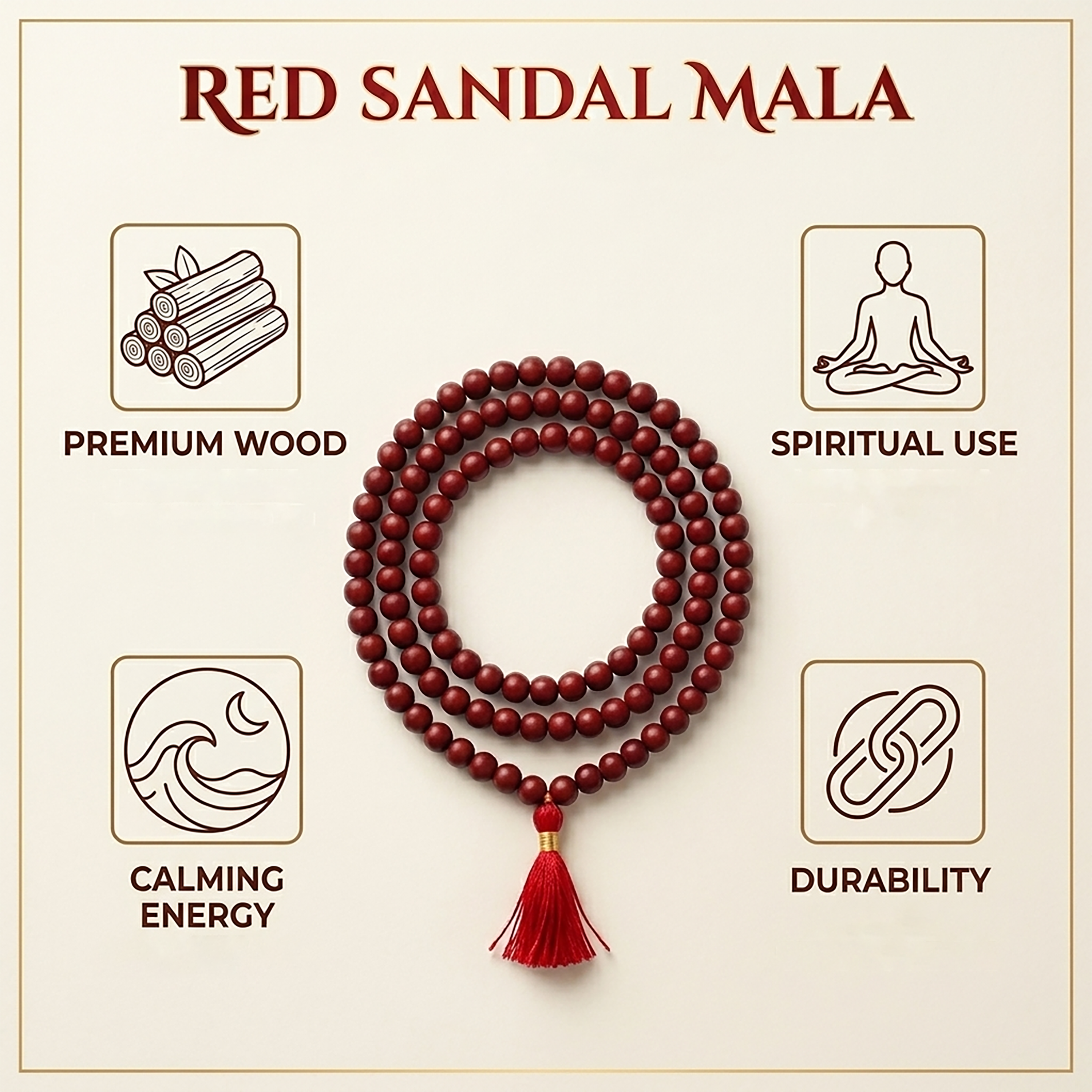 Authentic Red Tulsi Mala