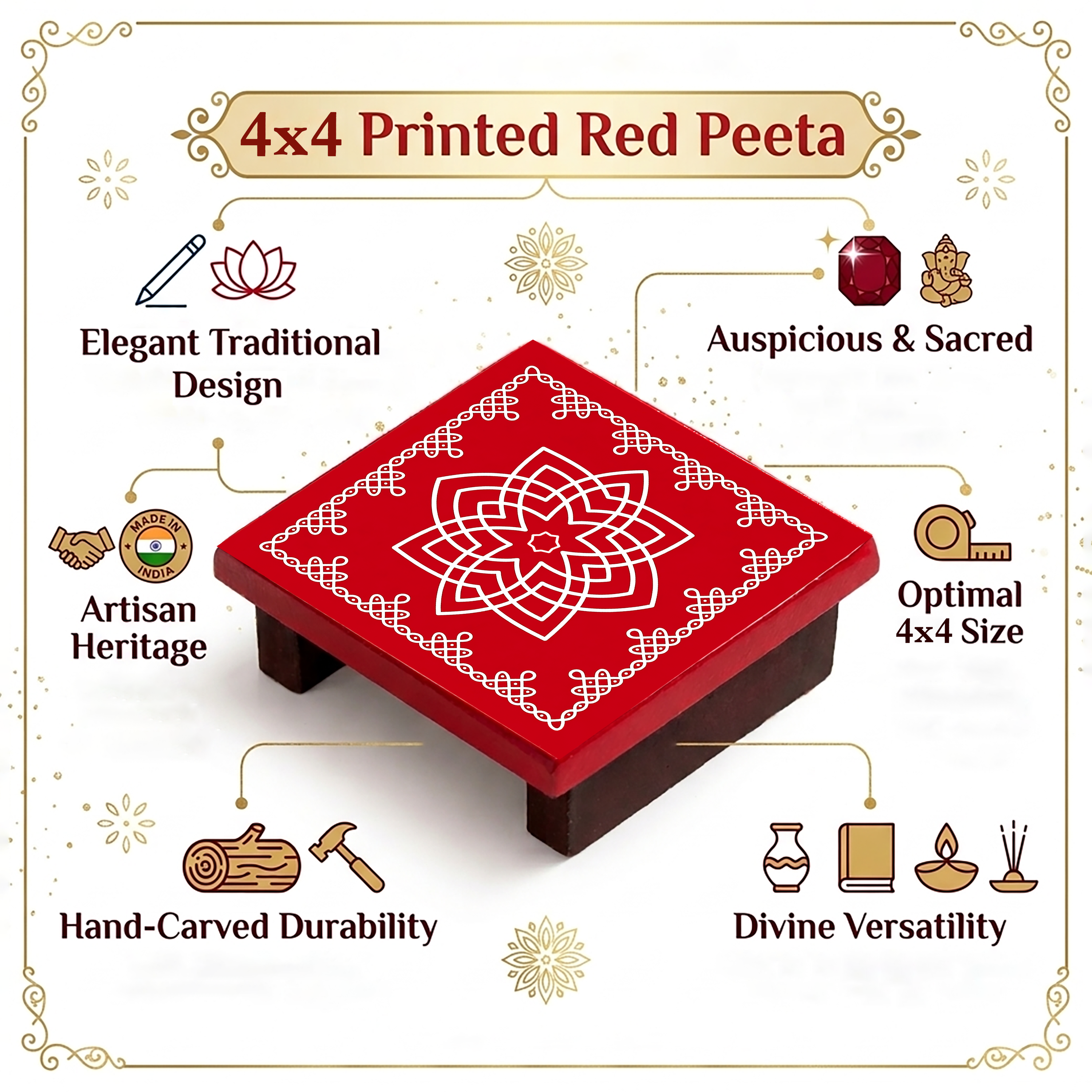 Small Red Pooja Peeta