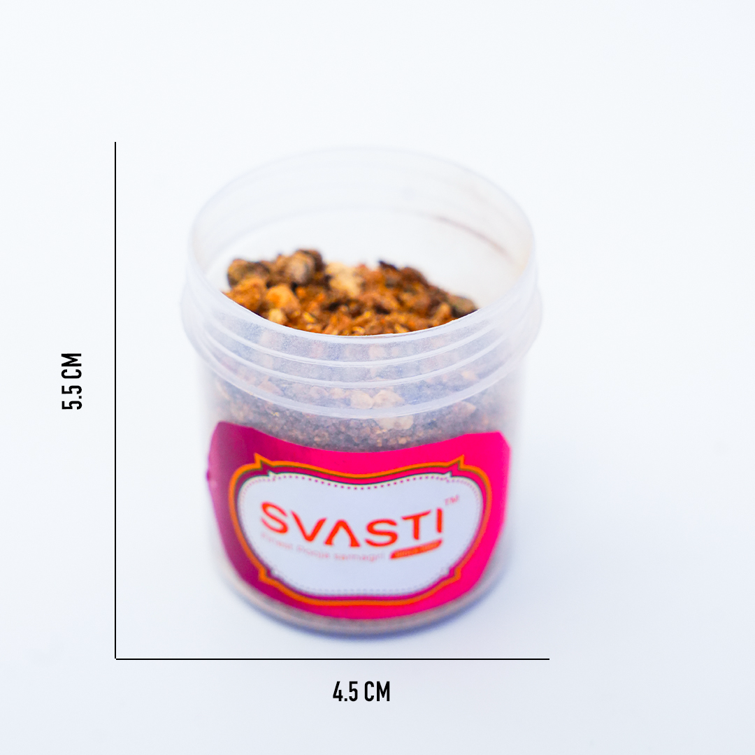 Close-up shot focusing on the tight-fitting white plastic lid that seals the transparent jar to protect the ritual powder from ambient humidity.