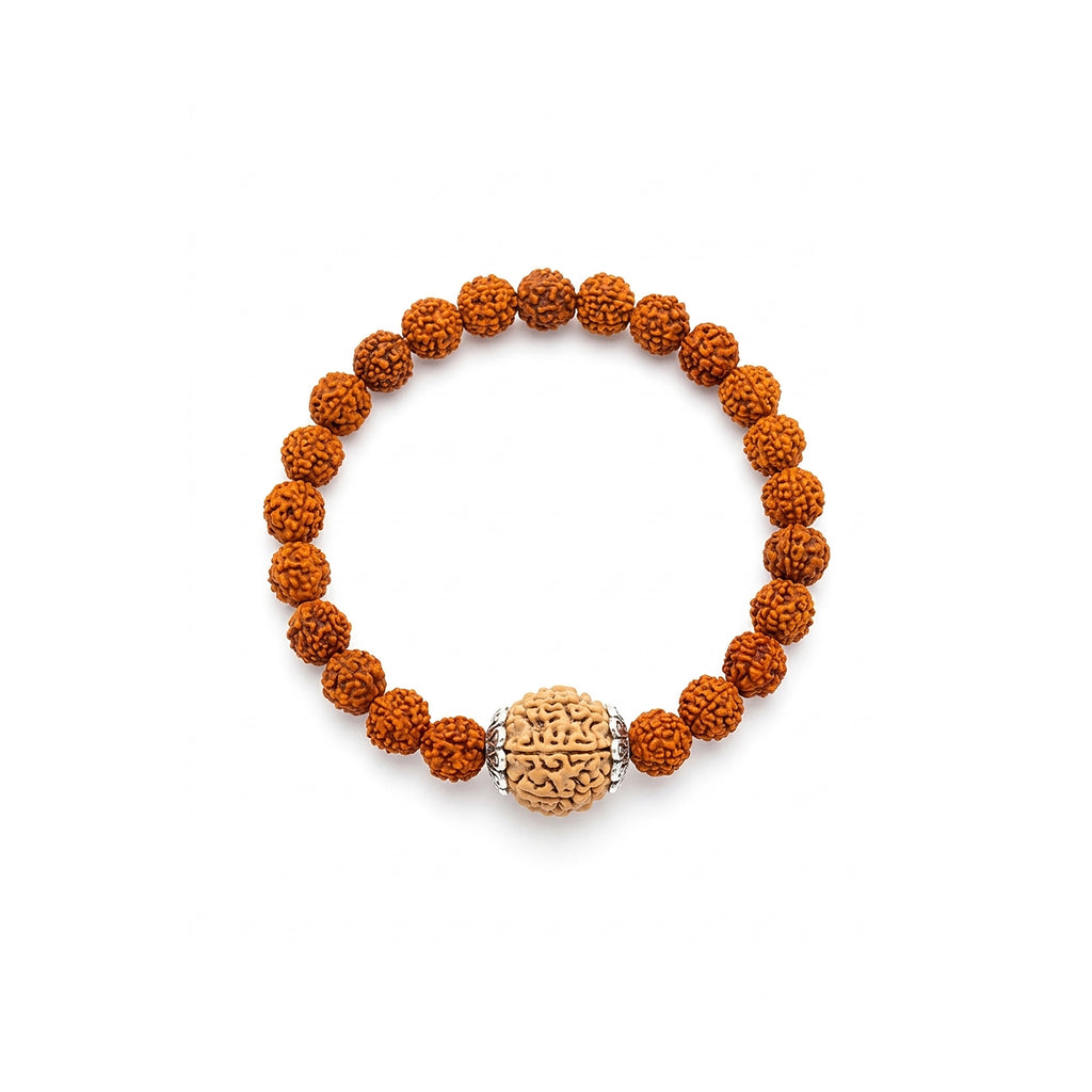 Rudraksha Bracelet with Silver Toned