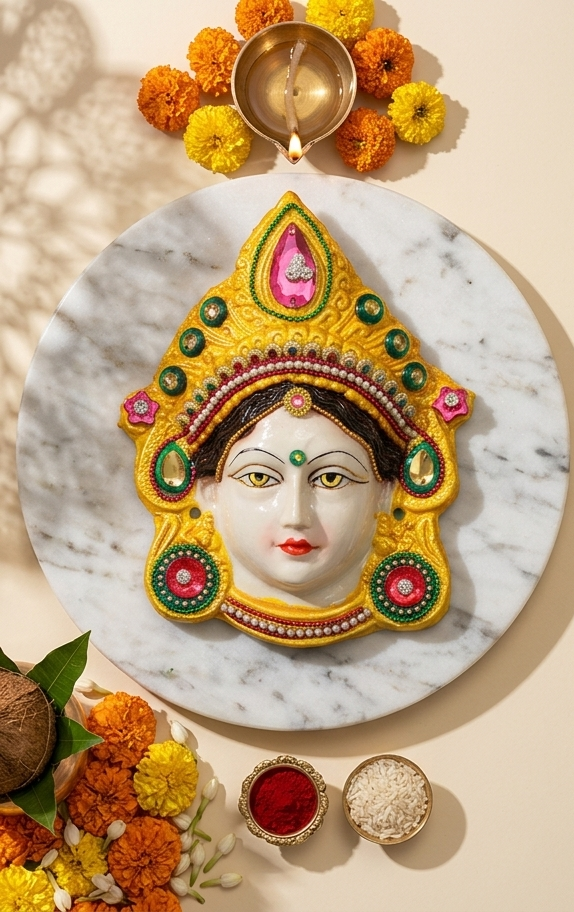 Fiber Durga Mata Face for Kalash Decoration