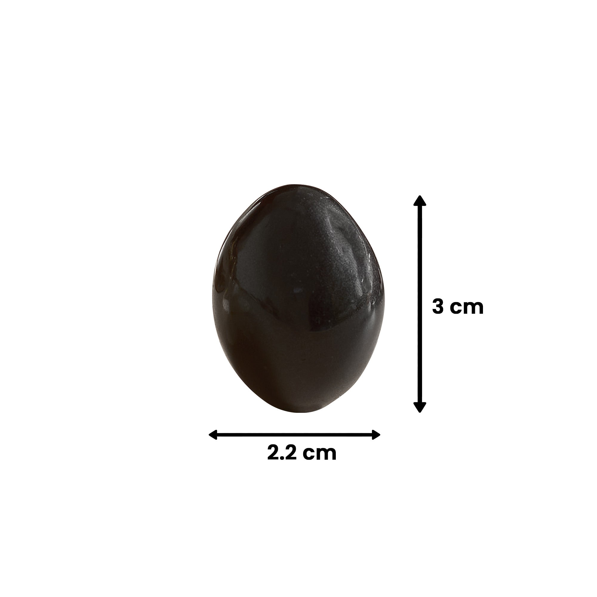 Black stone with measurements on a white background