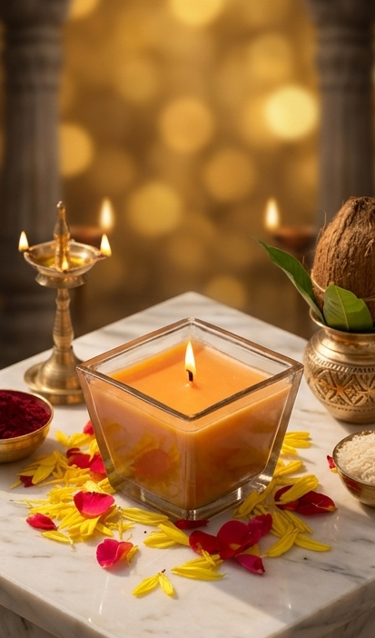 Elegant Glass Diya for Pooja