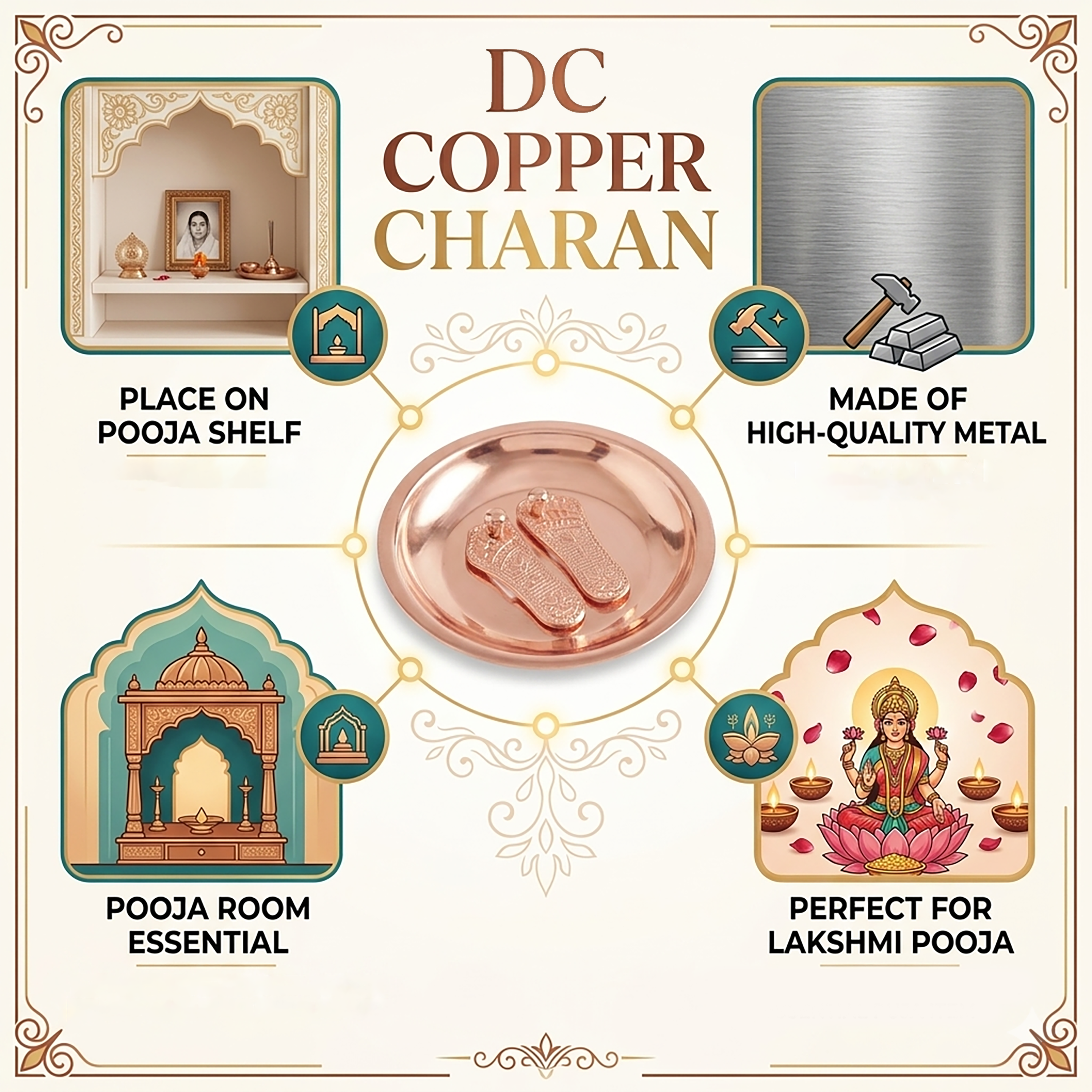 Advertisement for DC Copper Charan with images and text on a white background