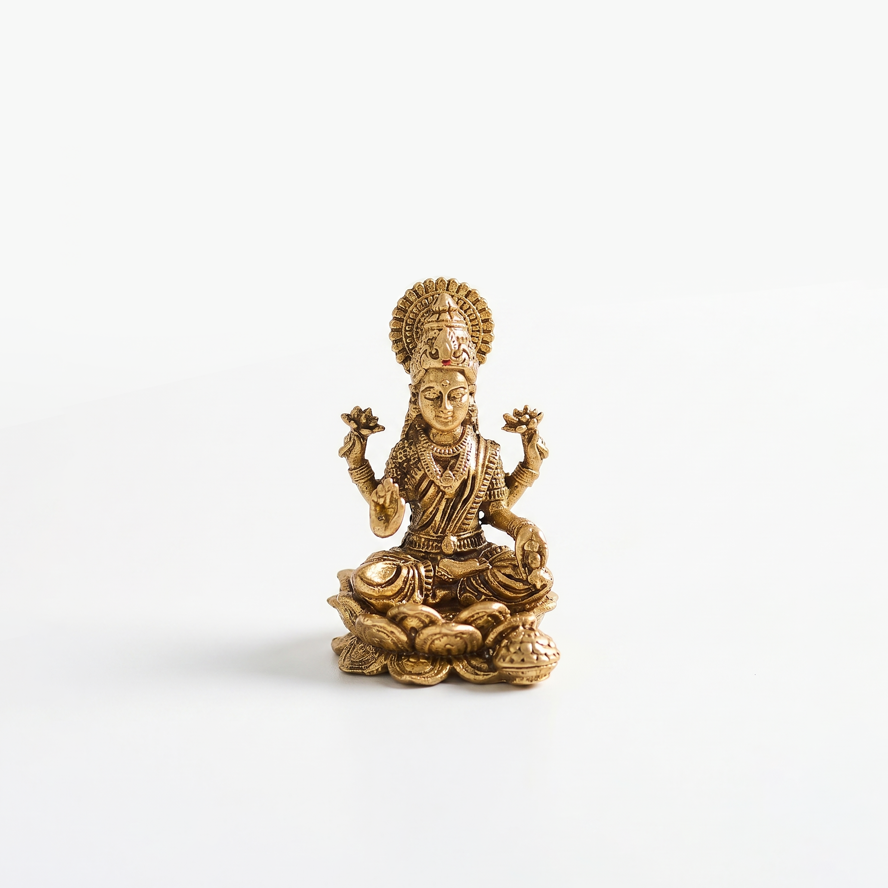 Brass Lakshmi Lotus Seated Idol