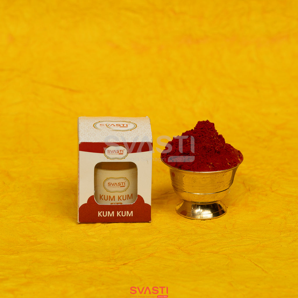 Kumkum with packaging on a yellow background