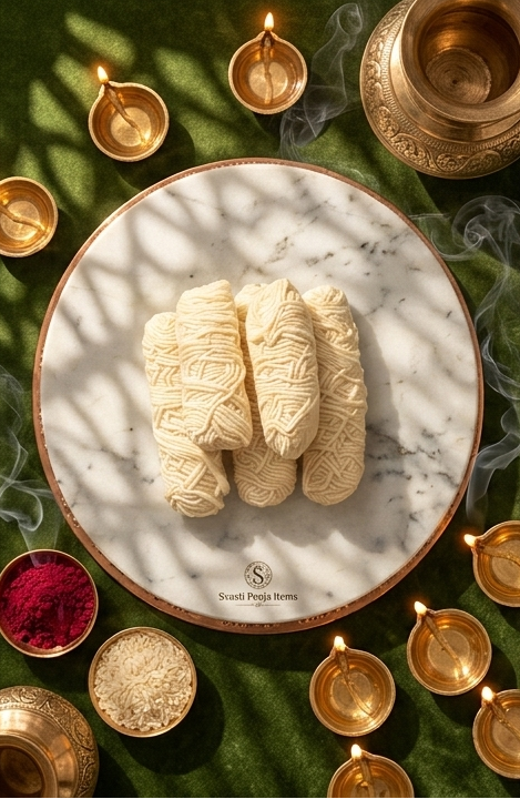Three images of a plate with traditional Indian sweets on a decorative setting with candles and flowers.