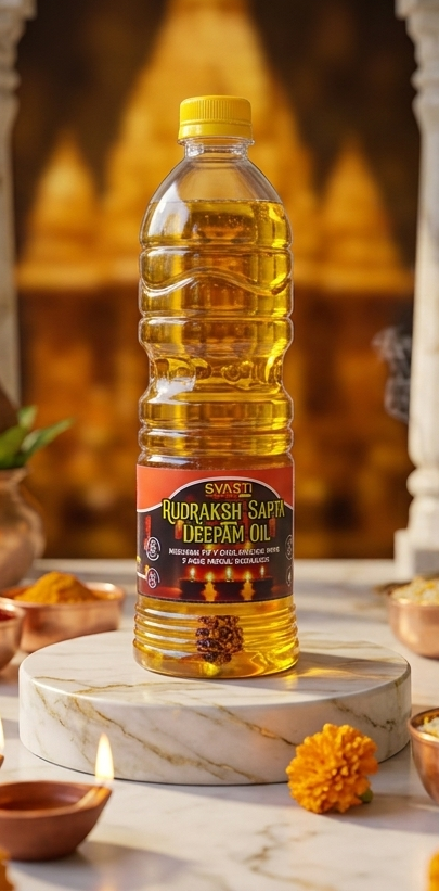Three images of a bottle of cooking oil on a decorative setting with flowers and bowls.