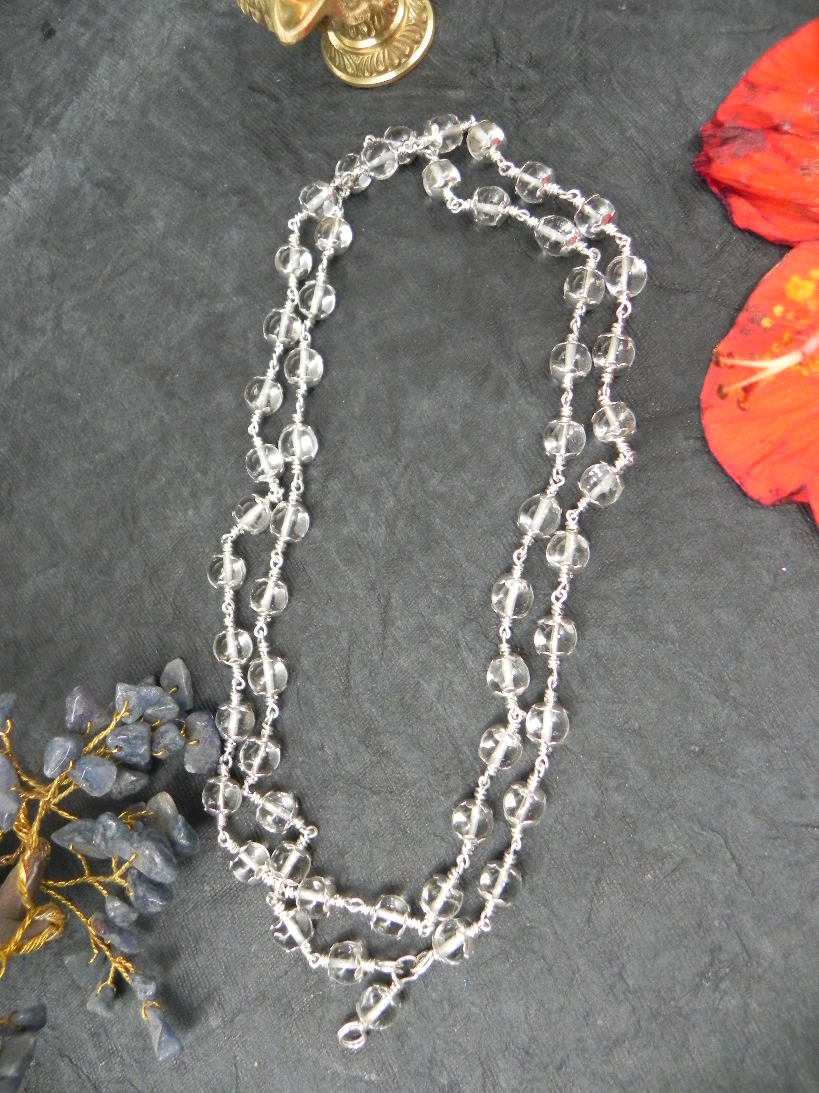 Pure Silver Spatika Mala [ Plain ]