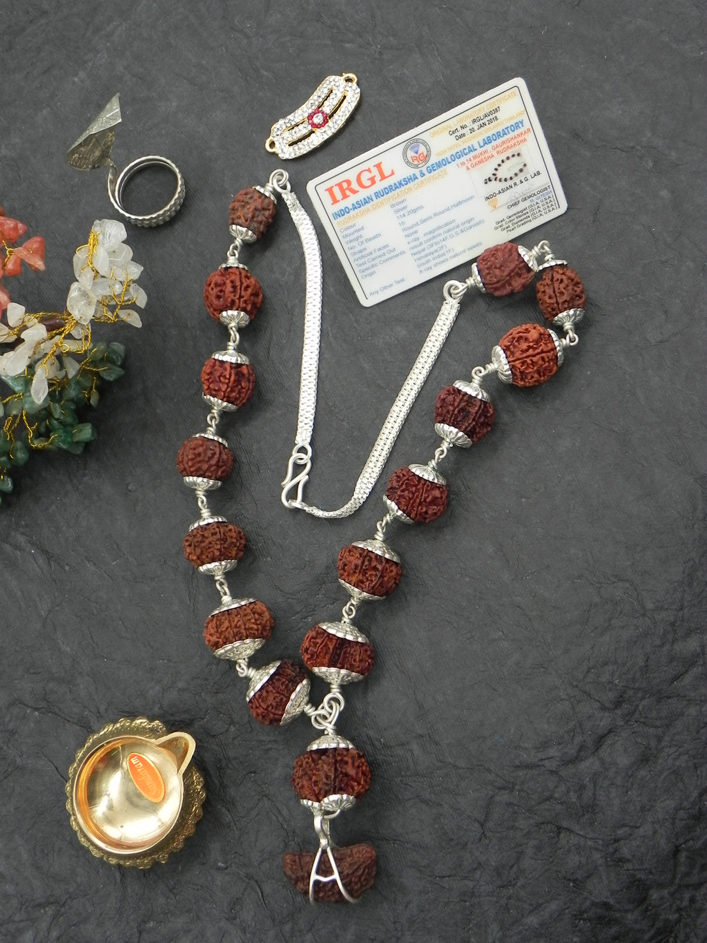 Pure Silver Rudhraksha Mala [ 16 Beads ]