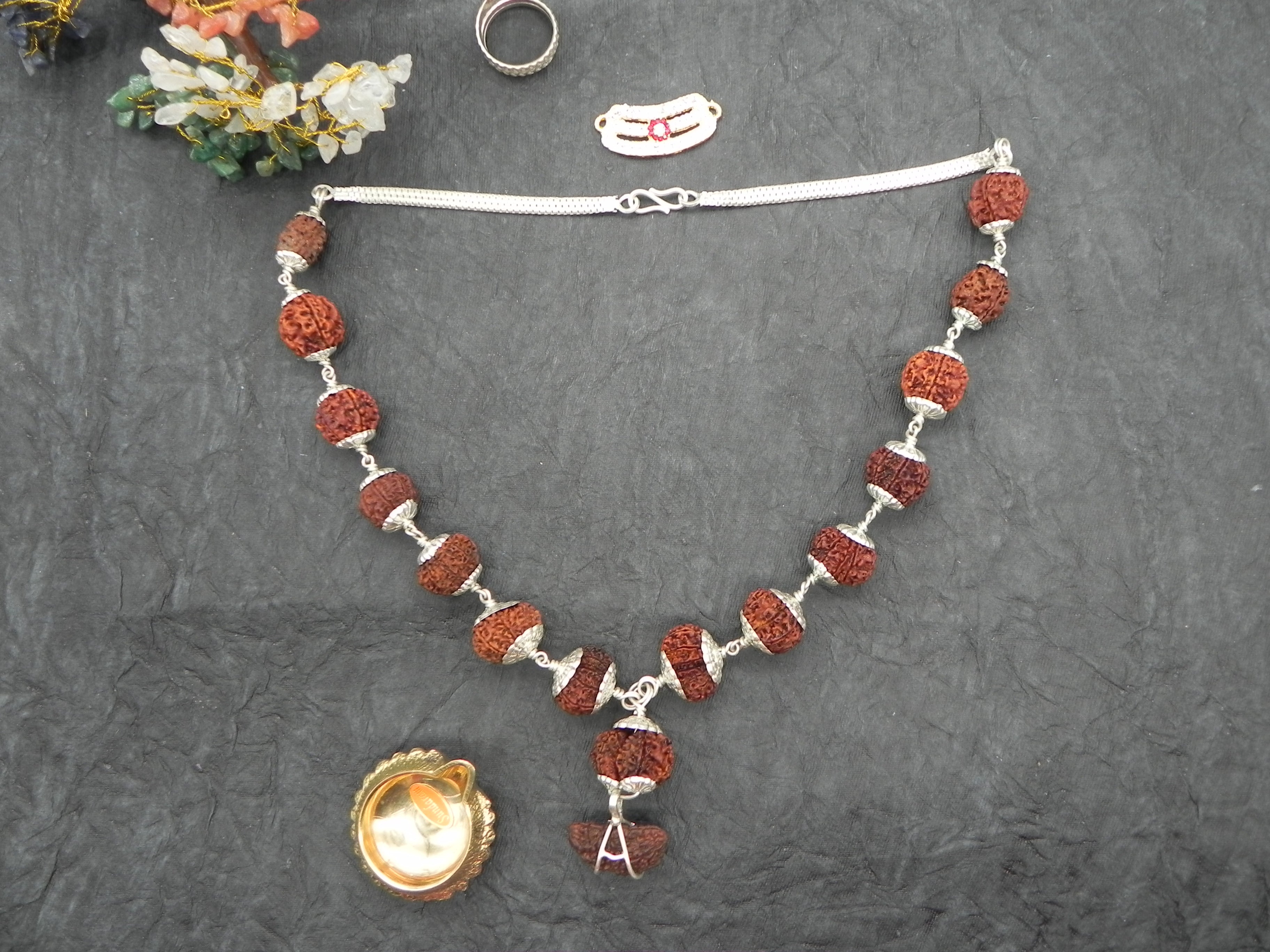 Pure Silver Rudhraksha Mala [ 16 Beads ]