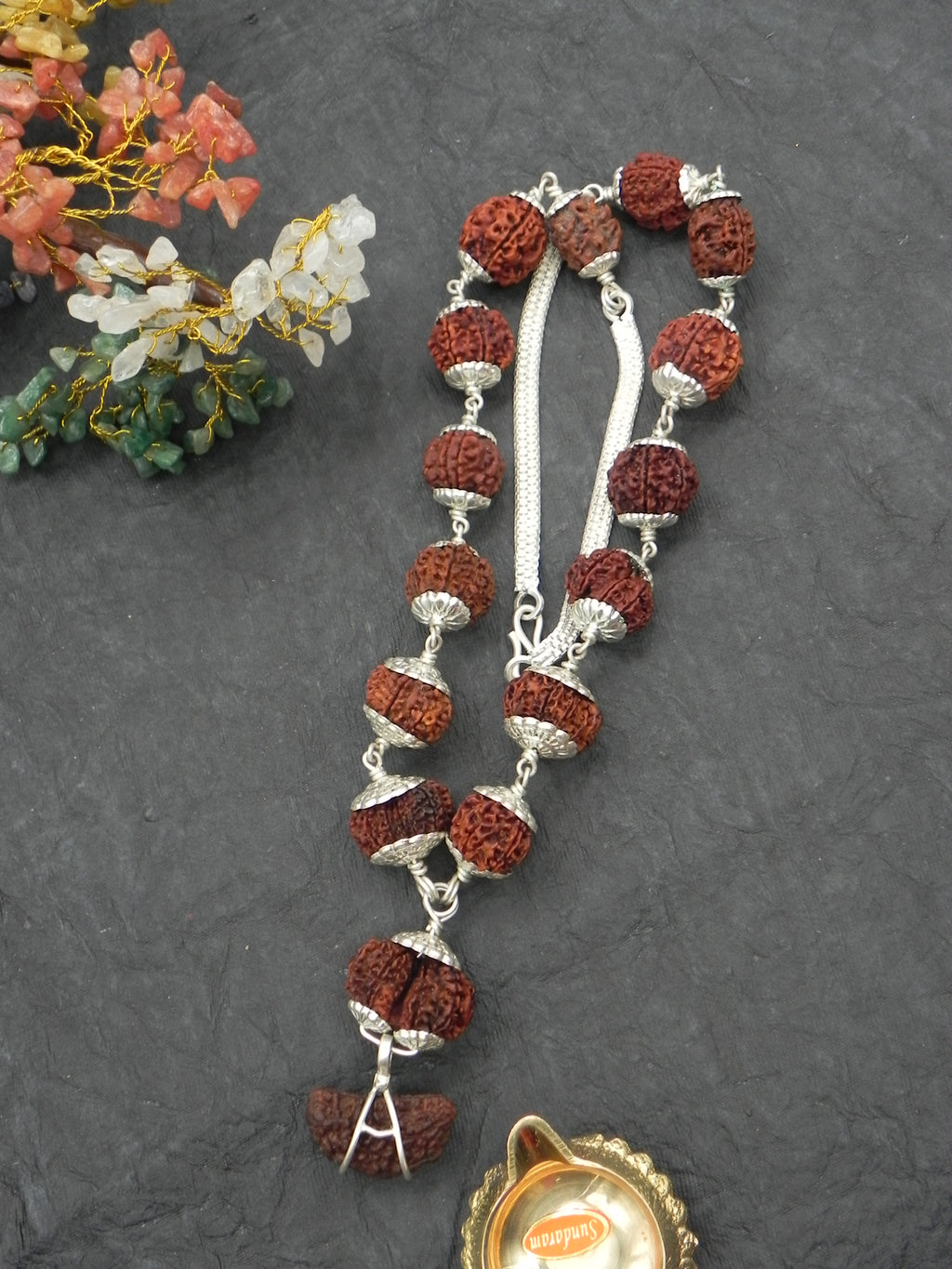 Pure Silver Rudhraksha Mala [ 16 Beads ]